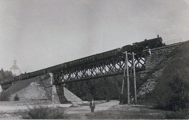 Gailitzerbrücke mit Dampfzug am 26. Sept. 1925