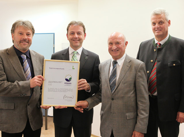 Obmann Josef Kreiser, BM Nikolaus Berlakovich, Altobmann Norbert Jordan und GF Rudolf Häusler.