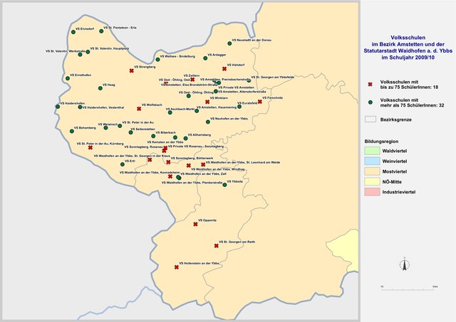Die Liste der gefährdeten Volksschulen im Bezirk | Foto: LSR NÖ