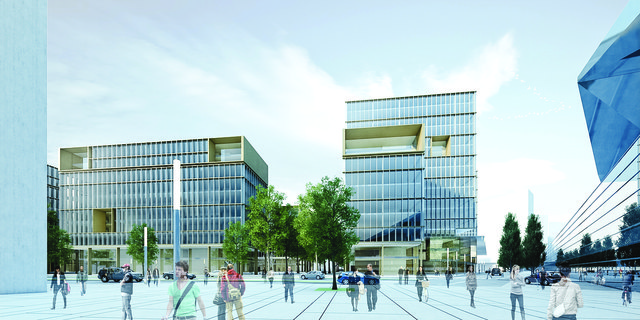 So könnte das neue und hochmoderne Geschäftsviertel nach Bauende aussehen.