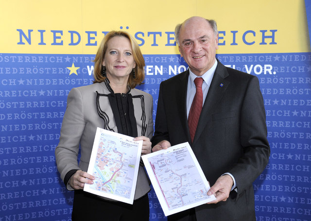 Präsentierten die Ausbaupläne: Bundesministerin Doris Bures und Landeshauptmann Dr. Erwin Pröll.
