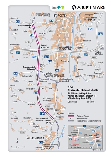 S34: Die geplante Trasse ist farblich markiert.