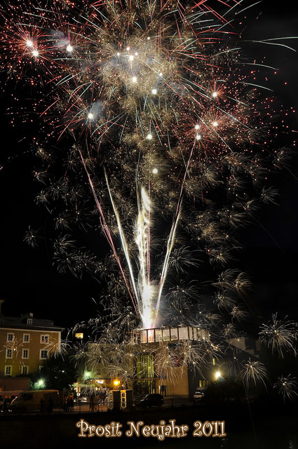Feuerwerk von der  Dachterasse Stadtkino Hallein