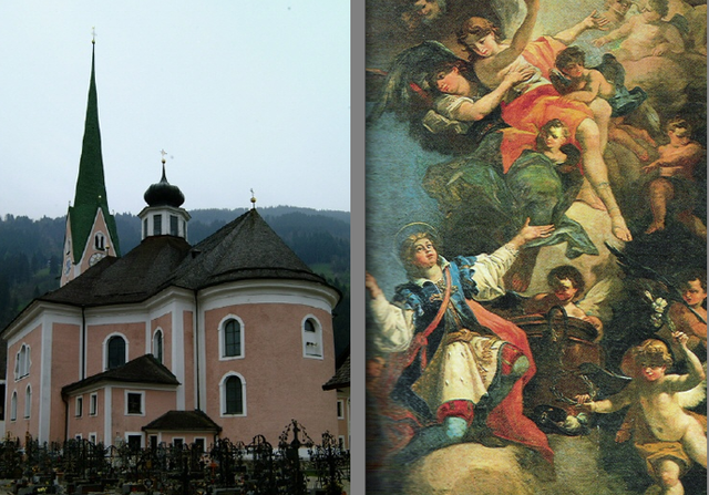 Dekanatskirche zum Hl. Vitus Zell am Ziller. Die Ausmalung der Kirche samt dem imposanten Deckengemälde stammt vom Brixner Hofmaler Franz Anton Zeiller. Die Kirche im Erzbistum Salzburg zählt zu den schönsten Tirols. Foto: Pfarre Zell am Ziller.