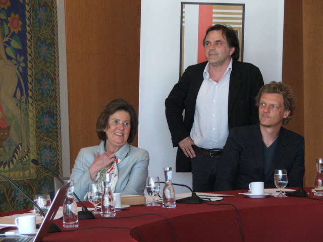 Präsidentin Helga Rabl-Stadler, Intendant Markus Hinterhäuser und Schauspiel-Leiter Thomas Oberender.