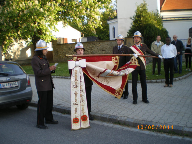 Gerald Schreiner wurde bei der Florianifeier als jüngtes Mitglied der FF Groißenbrunn angelobt. | Foto: privat