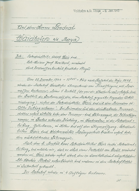 Originaldokument vom 9. Jänner 1945