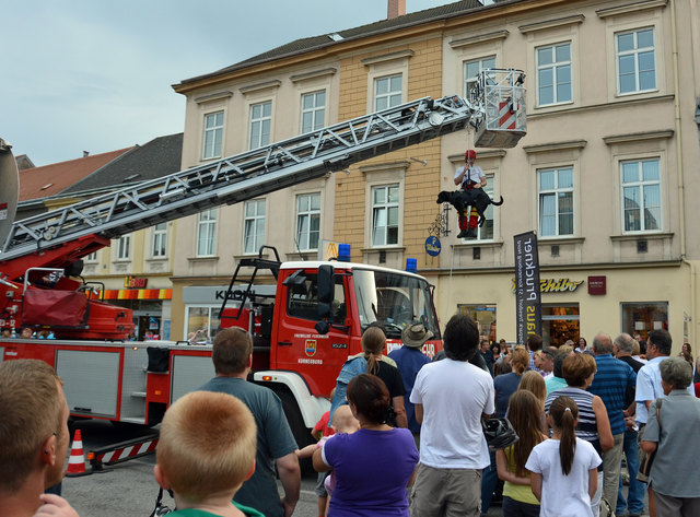 Vorführungen der Rettungshundebrigade und der Hundewasserrettung bei der langen Einkaufsnacht in Korneuburg