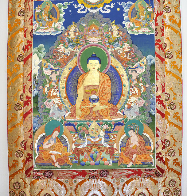 Tibetisches Thangka mit der Darstellung des Buddha