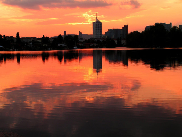 Abend an der alten Donau