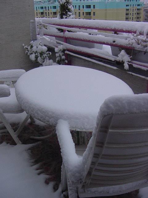 Schnee-Idylle im 8. Stock ...