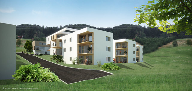 Visualisierung des Bauvorhabens der „Neuen Heimat Tirol“ in Oberperfuss.