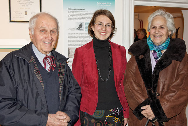 Slalomweltmeister Josef "Josl" Rieder mit Gattin  und Mag. Birgit Ihrenberger