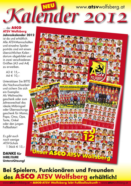 Der neue ASCO ATSV Wolfsberg Jahreskalender 2012 ist da....und er sieht toll aus!