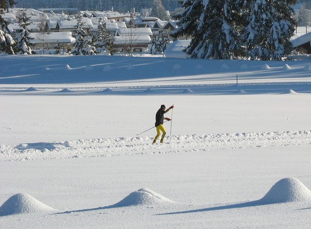 Tief Andrea sorgt Anfang Jänner 2012 für meterhohen Schnee. Hier ein Langläufer in Hochfilzen in Tirol