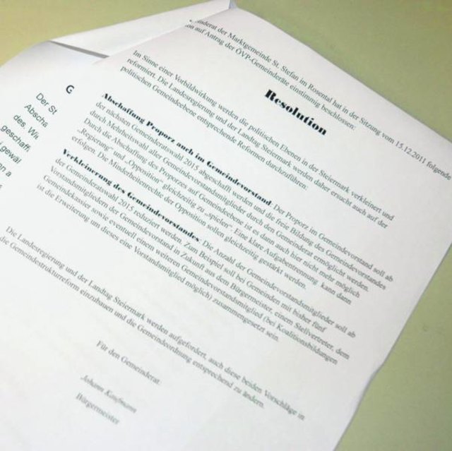 Mit dem Schreiben ans Land soll erreicht werden, dass die Abschaffung des Proporzes auch auf Gemeindeebene stattfindet.