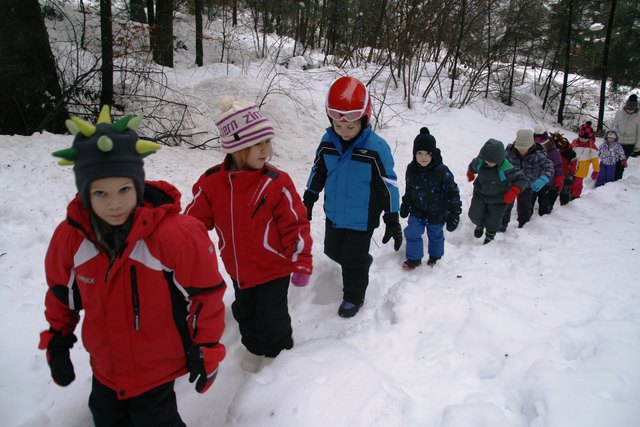 Durch tiefen Schnee mußte gestapft werden damit man zur Futterkrippe gelangte.