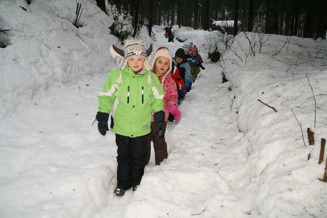 Durch tiefen Schnee mußte gestapft werden damit man zur Futterkrippe gelangte.