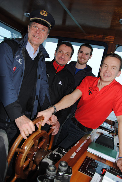 Neue Crew: „Käptn“ Karl Mörtl, Franz Widlroither, Florian Mörtl und Michael Sanio (v.l.) steuern die Lauffreunde Richtung 31. Mondseelauf.