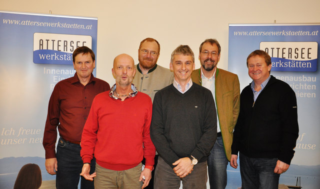 Der neue Vorstand der Attersee Werkstätten (v.l.): Obmann-Stv. Walter Hemetsberger, Robert Kollroß (Schriftführer-Stv.), Manfred Wendl (Kassier-Stv.), Johann Dachs (Obmann), Gernot Haberl (Schriftführer), Max Rebhan (Kassier).