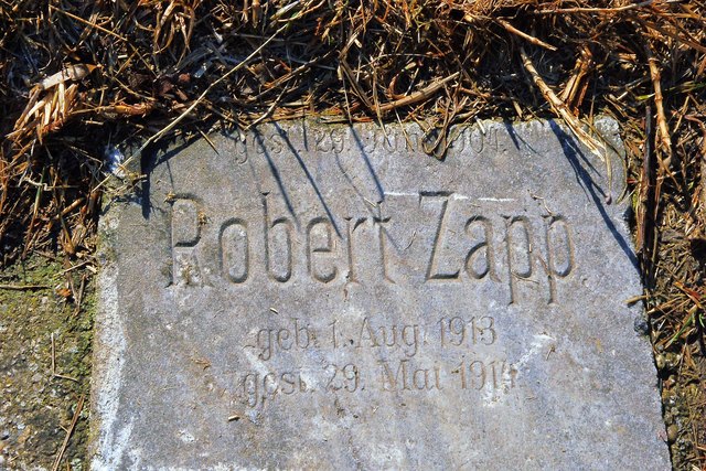 Nur für kurze Zeit wurde dem Toten der Grabstein auf sein Grab gestellt. Länger dürfte er schon als makaberer Uferverbauungsstein hier im Liesingbachbett sein Dasein fristen.