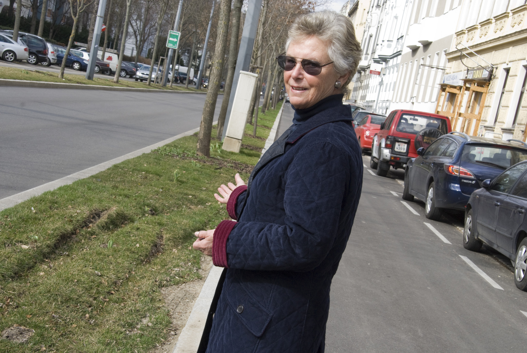 Hietzinger Hauptstraße: Autos fahren über Rasen - Hietzing
