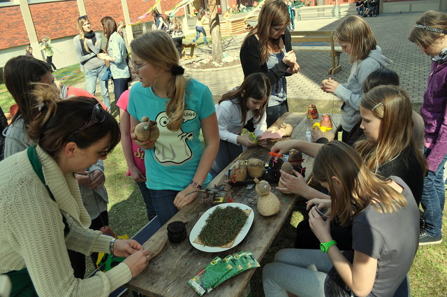 Schülerinnen sind eifrig bei der Sache