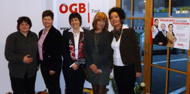 Neues Team: Silvia Nagele, Alberta Zangl, Gerlinde Zoller, Sabine Lanthaler und Gabriele Albertini (v. l.). | Foto: ÖGB/Folie
