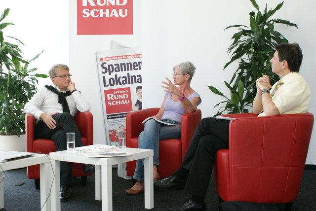 Über die Sicherheit der Radfahrer in Linz diskutierten Verkehrsstadtrat Klaus Luger, Gerda Lenger, Mobilitätssprecherin der Grünen, und Harald Köpplmayr vom ÖAMTC (v. l.)