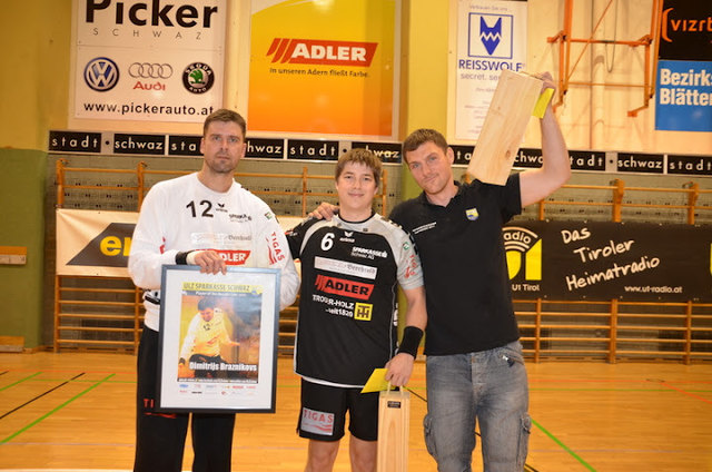 Verabschiedeten sich: Dimitrijs Braznikovs, Thomas Lechner und Mindaugas Andriuska (v.l.).