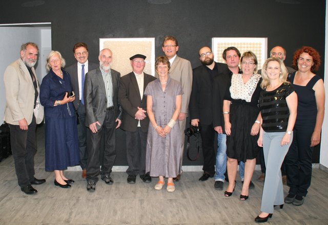 Künstler und Vertreter der Partnerstadt Rottweil mit Sponsor Fränk Reiter, GR Kulturreferentin Sandra Friedl-Dablander und Helene Keller