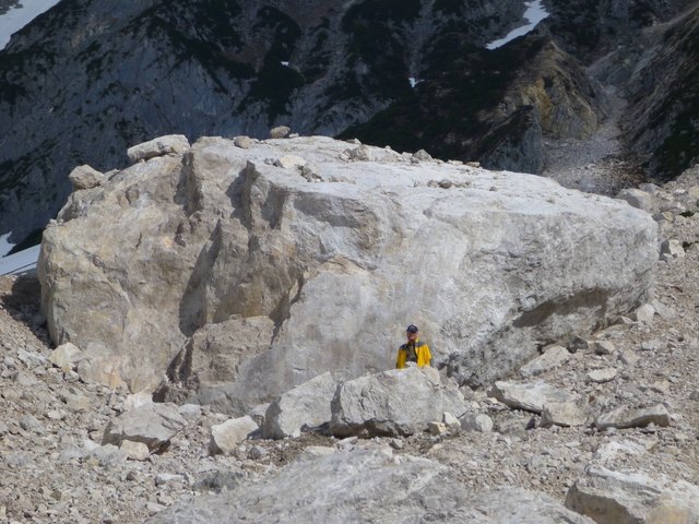Felssturz Hochwand nach der Schneeschmelze mit Brocken größer als ein Einfamilienhaus. | Foto: Landesgeologie