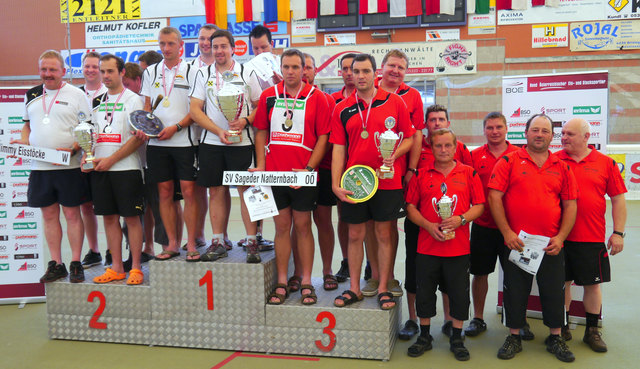 Die 4 Aufsteigermannschaften: ESV-Jimmy Eisstöcke Wien (2. Platz), USC-Abersee (1. Platz), SV-Sageder Natternbach (3. Platz), UEV-Franking