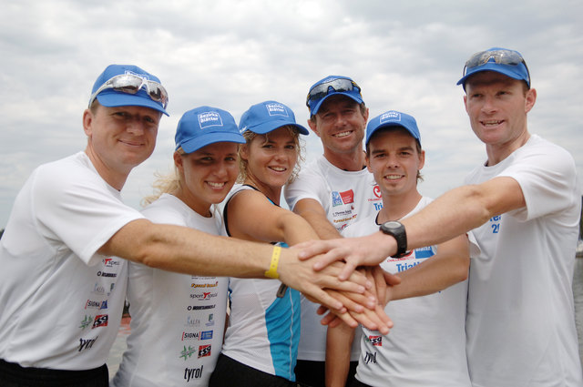 Unser Team bei der Challenge Roth 2011: Martin Krämer aus Fritzens, Lisa Hilber aus Steinach, Liz Auer aus Seefeld, Nory Einkemmer aus Hall, Florian Leitner aus Kössen und Martin Parger aus Tulfes | Foto: Hassl