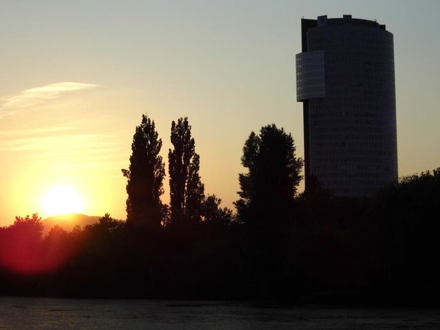 Sonnenuntergang im Wasserpark