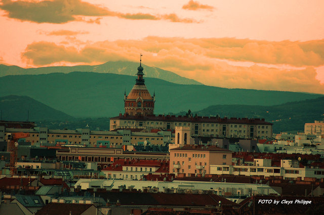 Blick zum Schneeberg von Bahnorama Turm