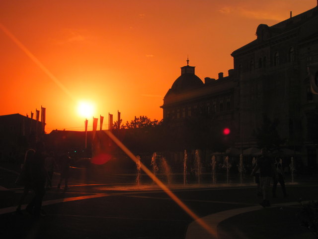 Sonnenuntergang am Columbusplatz