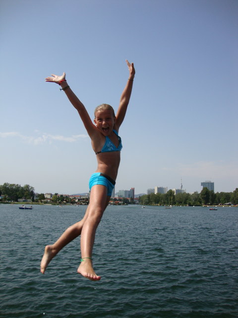 Sprung in die Untere Alte Donau