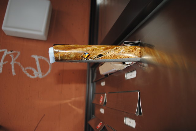 Nein, kein Chick! Ein übervolles Briefkasterl wartet, dass sein Besitzer aus dem Urlaub zurück kommt! (Gesehen in der Rokitanskygasse, 1170)
