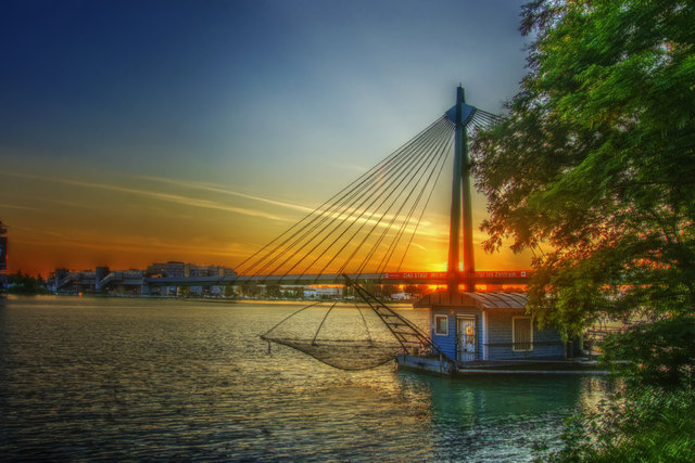 Sonnenuntergang bei der Donau