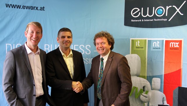 eworx Opening Day in Villach: (v.l.) eworx Geschäftsführer Thomas Schauer, eworx Niederlassungsleiter Christian Raab, WK Villach Bezirksstellenleiter Christian Fitzek.