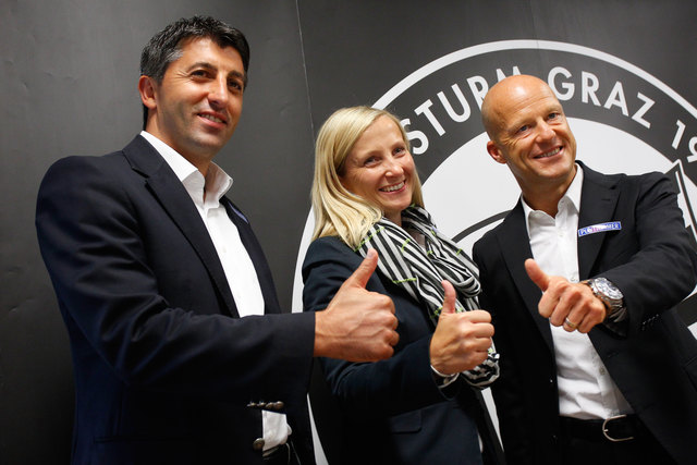 Sturms Führungstrio: Ayhan Tumani, Daniela Tscherk und Generalmanager Gerhard Goldbrich.