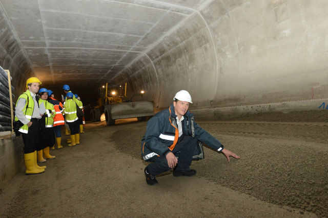 Im Inneren der neuen Bosrucktunnel-Röhre auf der A9 (Pyhrnautobahn) zwischen Spital am Pyhrn und Ardning.