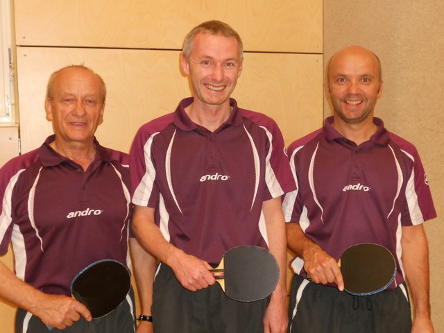 Herbert Palus, Harry Eberharter und Harald Jesacher feierten für den TTV St. Johann 1 einen nicht erwarteten 6:3-Erfolg in Fulpmes