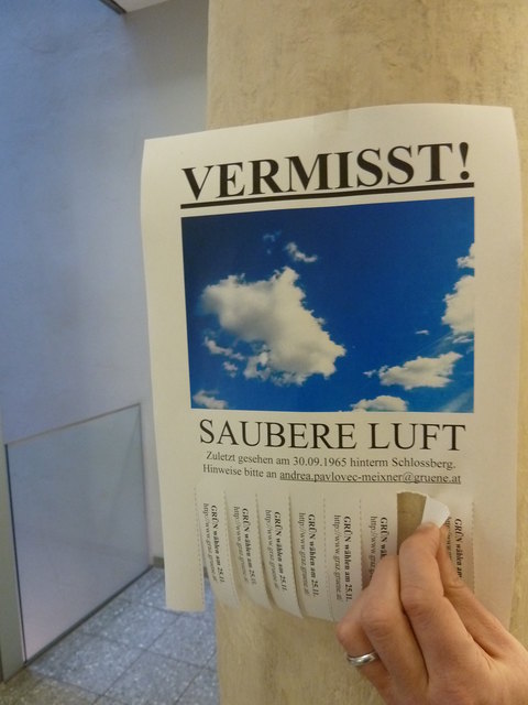 Vermisst in Graz – saubere Luft! Grüne geben Vermisstenanzeige auf. | Foto: KK