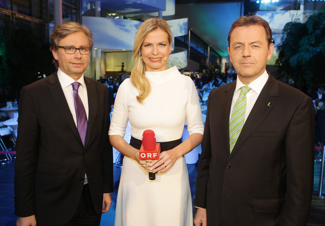 ORF-Generaldirektor Alexander Wrabetz, ORF-Moderatorin Claudia Reiterer und Umweltminister Niki Berlakovich (v.l.n.r.)