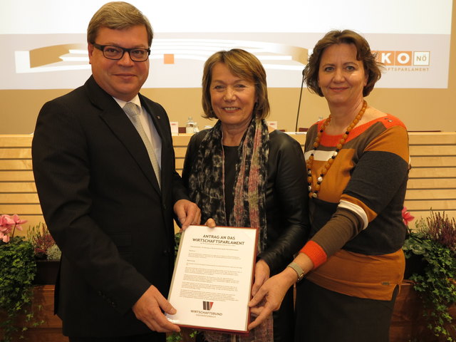 Wirtschatsbund-Direktor Servus, WB-Obfrau Zwazl sowie Obfrau ‚Gewerbe und Handwerk‘ Scheichelbauer-Schuster. | Foto: WBNO