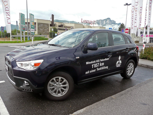 Rekordfahrt: Der Schweizer Felix Egolf fuhr mit dem Mitsubishi ASX 1.857 Kilometer mit einer Tankfüllung.