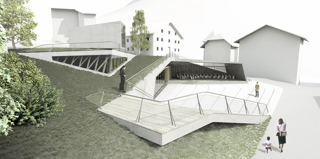 Das geplante Kulturzentrum St. Nikolaus mit Dorf- bzw. Kirchplatz. | Foto: Archiv/parc ZT gmbh