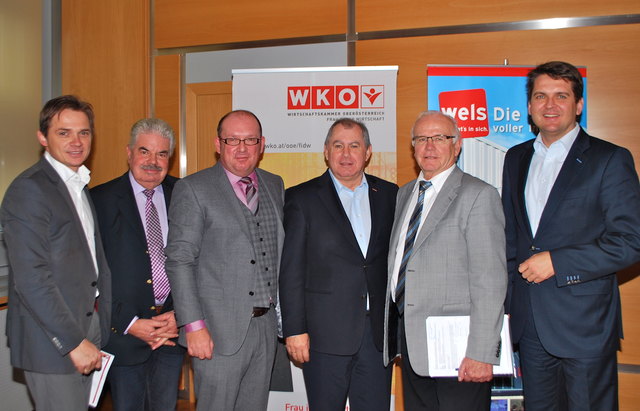 Peter Jungreithmair, Manfred Spiesberger, XXX, Franz Lehner, Peter Koits und Peter Lehner (v.l.). | Foto: Wels Marketing
